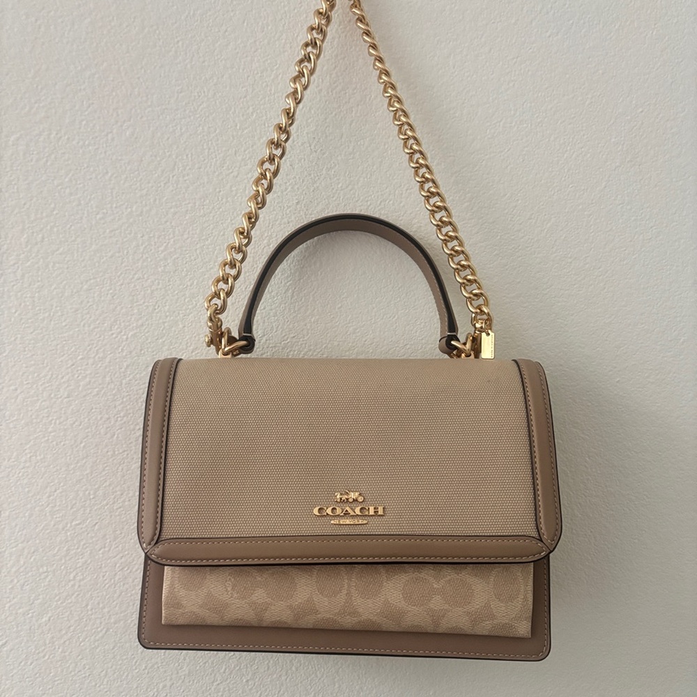 Coach Gold Shoulder Bag + Long Chain